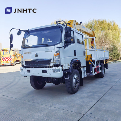 Howo Light Mini 4*4 6 ruote Double Row Cab Cargo Truck Con Telescopic Boom Cranes 8 tonnellate Monted Crane Cargo Truck