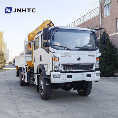 Howo Light Mini 4*4 6 ruote Double Row Cab Cargo Truck Con Telescopic Boom Cranes 8 tonnellate Monted Crane Cargo Truck