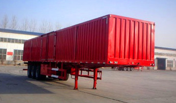 Rimorchi resistenti Steel Box Van Trailer dei semi degli assi di rosso 3 rimorchi resistenti dei semi del carico utile massimo da 40 tonnellate