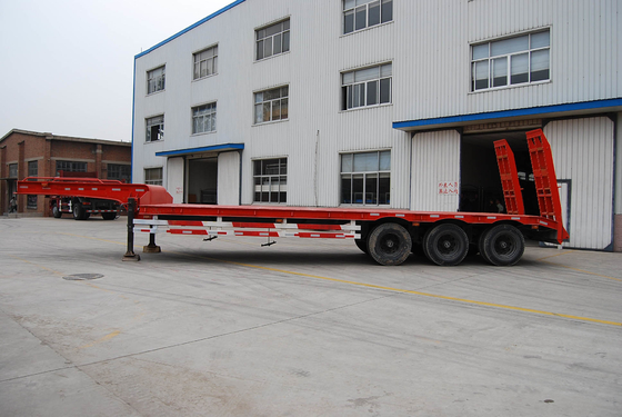 3 rimorchi resistenti dei semi di Lowbed degli assi con 2 gambe, rimorchio a base piatta dei semi