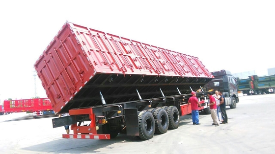 capacità 80T che scarica la serie completa a base piatta del rimorchio dei semi del ribaltatore di circuito idraulico di Hyva