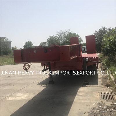 Il rimorchio a base piatta dei semi di 3 assi ha montato Crane Transport Flatbed Gooseneck Trailer