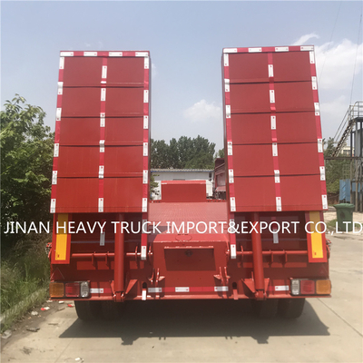 Il rimorchio a base piatta dei semi di 3 assi ha montato Crane Transport Flatbed Gooseneck Trailer