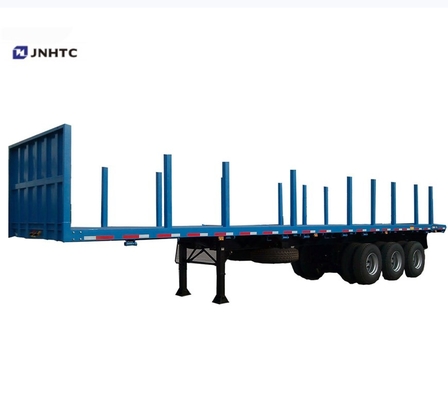 Rimorchio del letto piano di SINOTRUK 3 Axle Flatbed Trailer Log Wood con la colonna dritta