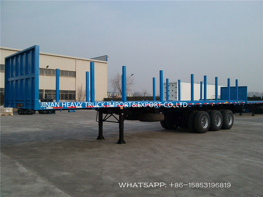 Rimorchio del letto piano di SINOTRUK 3 Axle Flatbed Trailer Log Wood con la colonna dritta